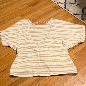 Striped Cream and Tan Women's Top